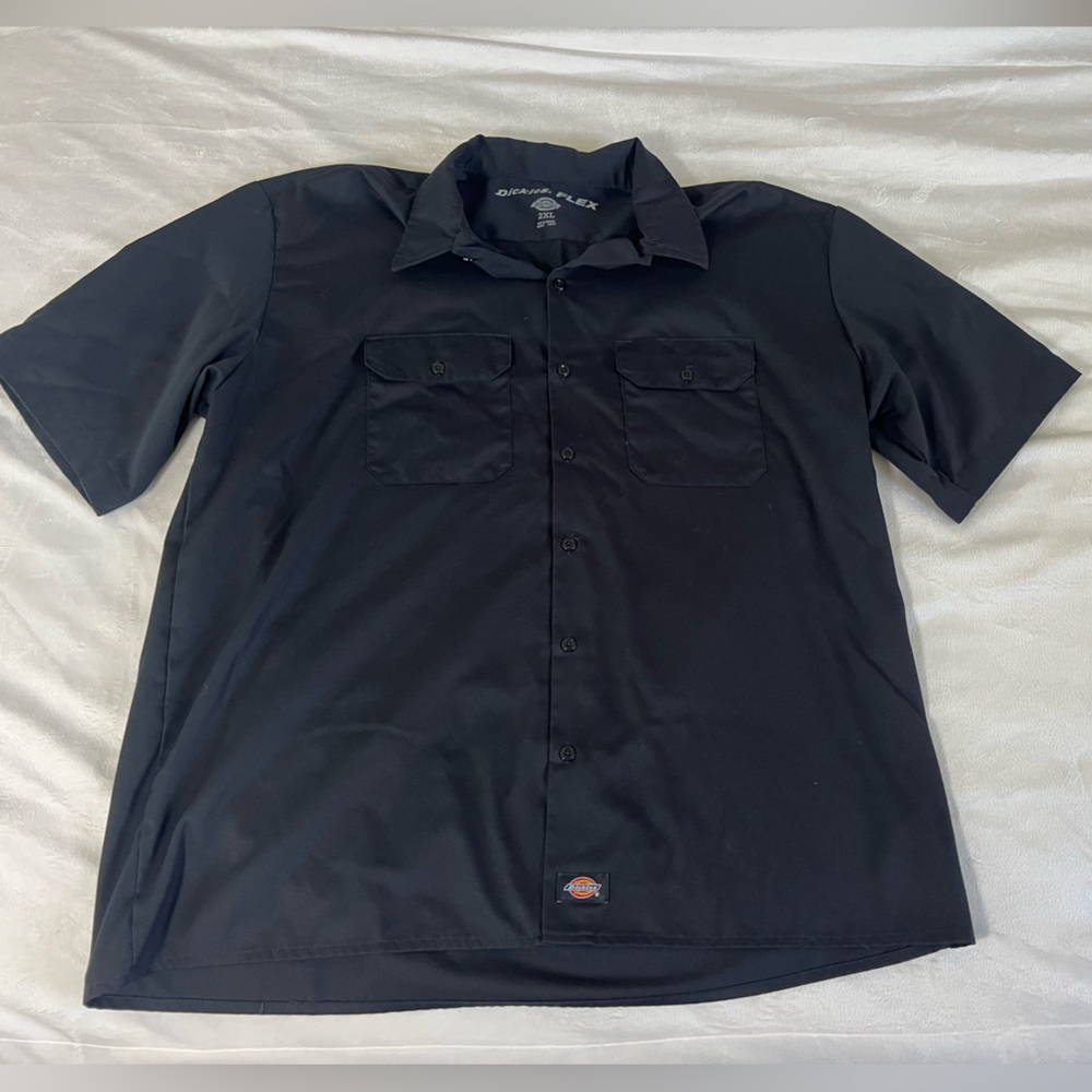 Dickies Work Shirt 2XL Black Button Up Short Sleeve‎